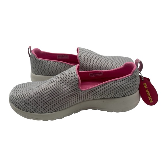 Skechers Go Walk Joy Shoes Women Sz 7 WIDE FIT Gray Pink Slip On Sneakers Loafer - Picture 3 of 10